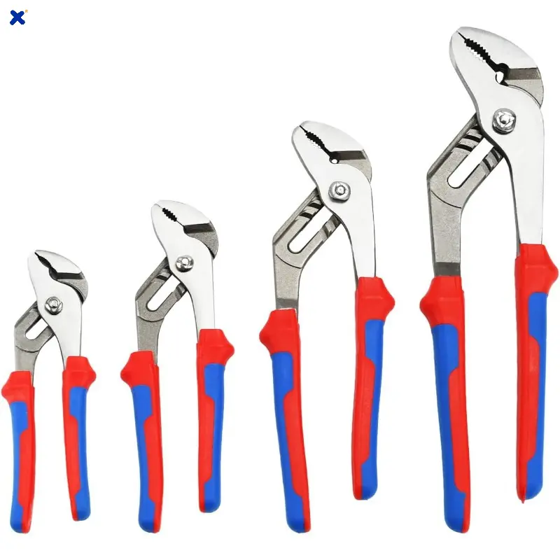 4Pcs Tongue & Groove Water Pump Pliers Set, 6/8/10/12 Inch Adjustable Groove Joint Pliers, Multi Size Plumbing Pliers, Blue Red Hand Tools for Household Repair, DIY Home Maintenance & Pipe Work