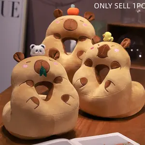 Cute Cartoon Capybara Soft Plush Pillow, 25cm Water Buffalo Ice Silk Nap Cushion, Relaxing Rest Pillow for Sofa Bed, Birthday Gift