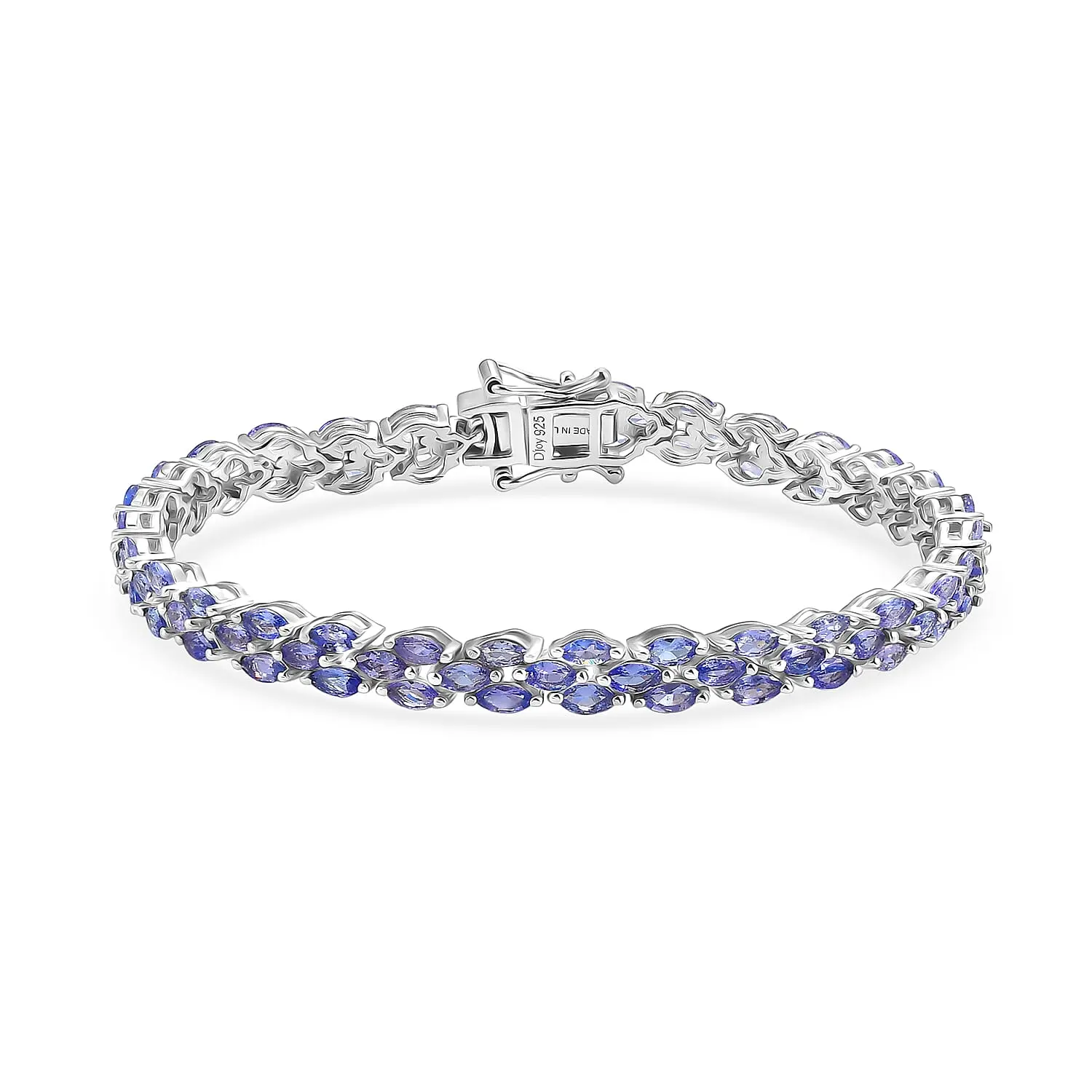 D'Joy Tanzanite Bracelet in Rhodium Over Sterling Silver (6.50 In) 7.70 ctw