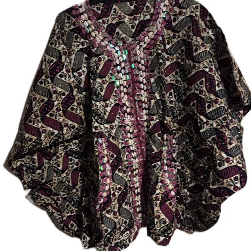 Beaded Umbrella Ankara Top with Vibrant Purple Sequins and Intricate Design for Stylish Outfits