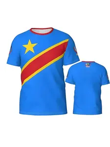 1pc-Men's Summer “DEMOCRATIC REPUBLIC OF CONGO" Print Soccer Football T-Shirt, Casual Short Sleeve, Elastic Polyester Blend, Ideal for Daily Wear