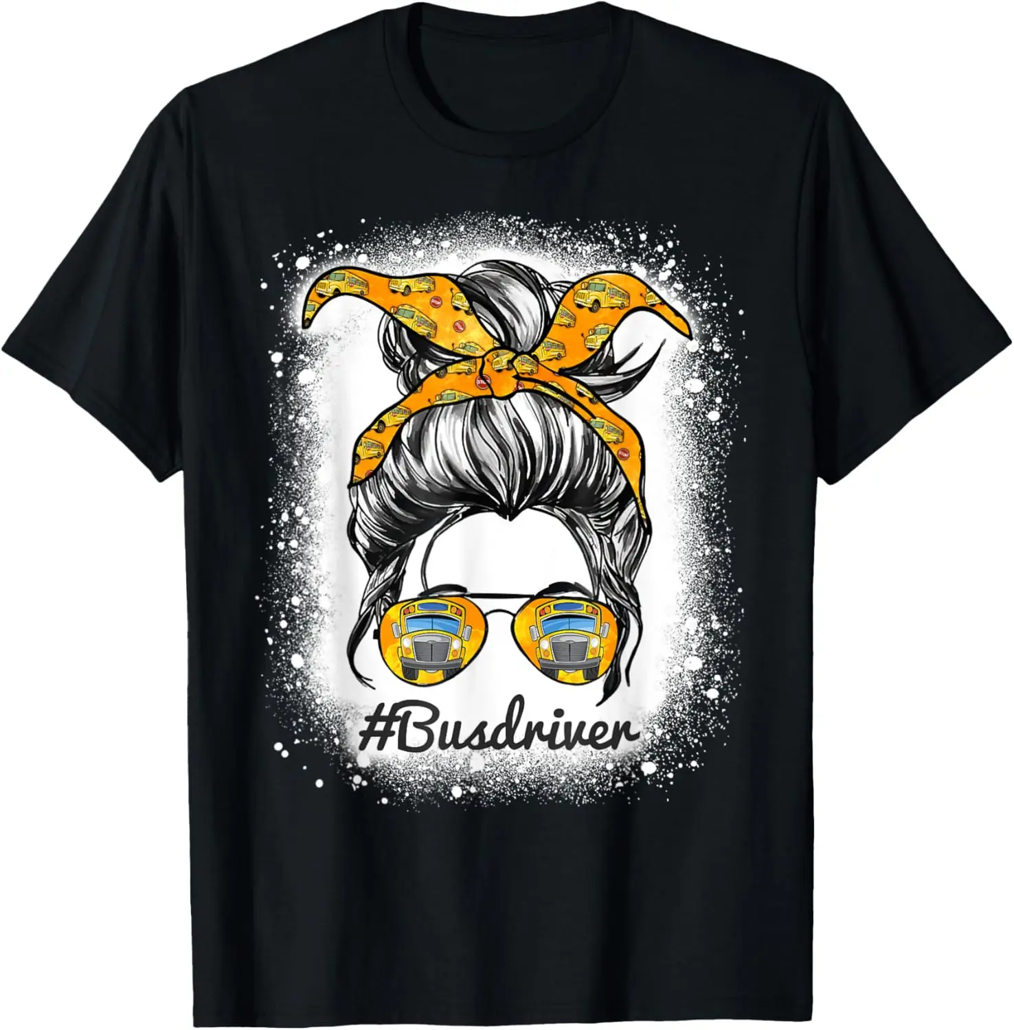 Women's 100% Cotton Short-Sleeve Vintage Graphic Tshirt, Casual Everyday Ladies' Clothes for School Bus Drivers & Messy Bun Hair Fans