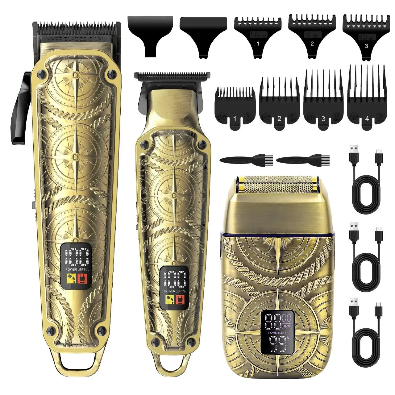 3 in 1 Hair Trimmer Kit, 1 Set Portable Rechargeable Hair Clipper Set, Professional Hair Trimmer for Hair Salon, Barber Shop, Styling Tool