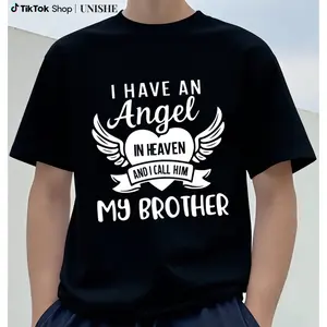 Angel Guardian Brother Unisex T-Shirt – Heart and Wings Print, Soft Oversized Fit