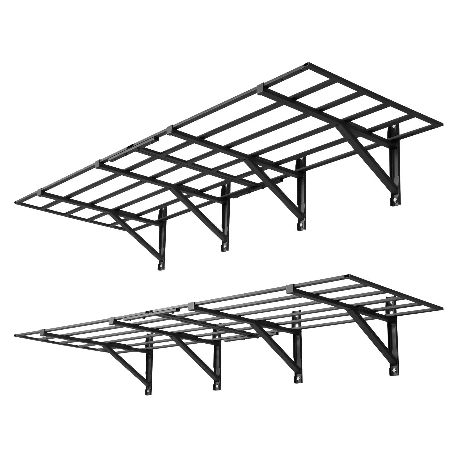 【Summerfinds】VEVOR 4-Pack 2-Tier Heavy Duty Steel Wall-Mounted Garage Shelving Set, 2x3 ft (24x72 in) Per Shelf Floating Storage Rack Kit, 1600 lbs Total Capacity, Easy Installation for Garage Home Organization,dorm essentials,home decor
