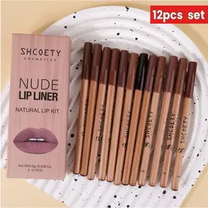 12Pcs Waterproof Lip Liner Set – Creamy Velvet Texture, Long-Lasting, Blendable for Soft Natural Lip Contour & All-Day Party Makeup