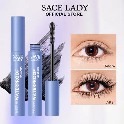 SACE LADY Drama Voluminous Lengthening Mascara for Adults, Waterproof Superproof Eyelash Cosmetic, Silica & Wax Formula, Smudge-Proof, No Clumping, Long-Wearing Natural-Looking Eye Makeup