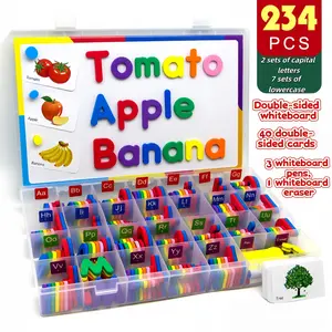 Magnetic Letter Learning Set for Toddlers, Preschool Alphabet Tool, Early Literacy Development, Includes 234 Magnetic Letters, Dual Whiteboard, 3 Markers, Eraser, Cards & Storage Box