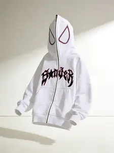 Y2k Full Zip Up Spider Hoodie，Women Men coat Harajuku Graphic，Unique hooded glasses design, street punk style, casual hip-hop outfit，Casual Fitted Fall & Winter sweatshirts Menswear Tops Pullover