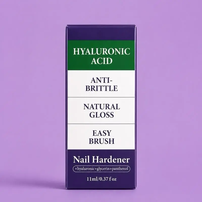 Hyaluronic Acid Nail Hardener Moisturizer - Strengthener for Adults, Anti-Brittle, Natural Gloss, Easy Brush, Cuticle Care Product