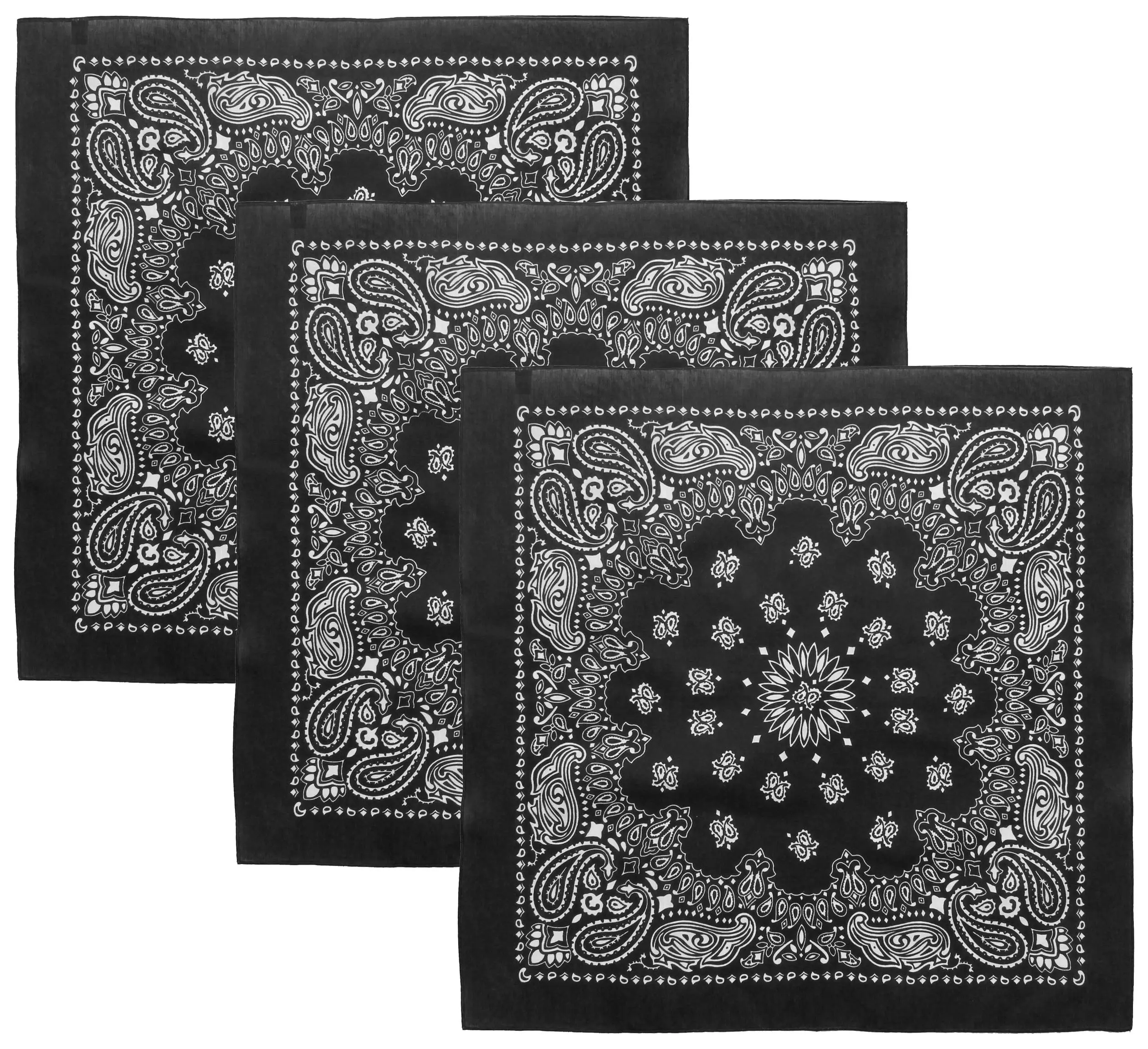 Trainmen Paisley 27" Jumbo Military Bandana Head Scarf Do-rag 100% Cotton Bandanna Face Cover 3-Pack