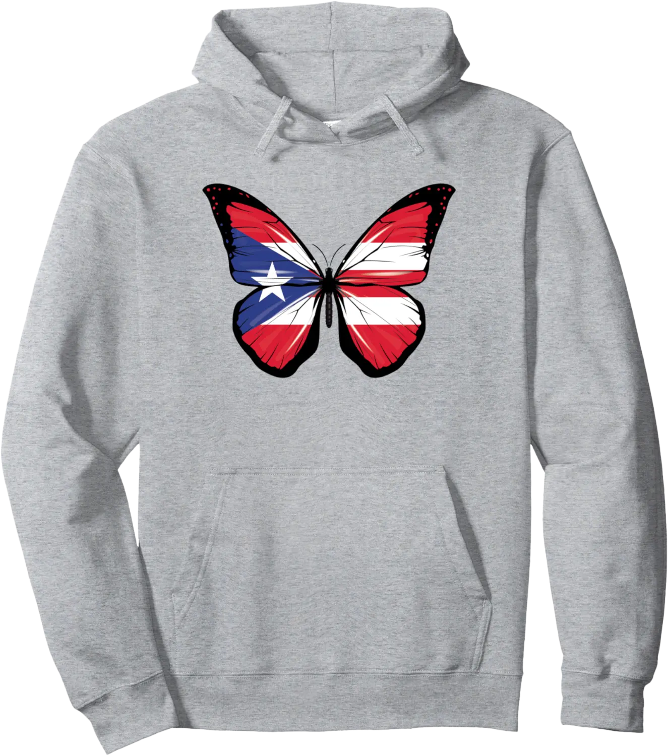 Puerto Rico Flag Colours Butterfly Puerto Rico Butterfly Pullover Hoodie - Joelalbe Shop 22B0DJLVLHL9