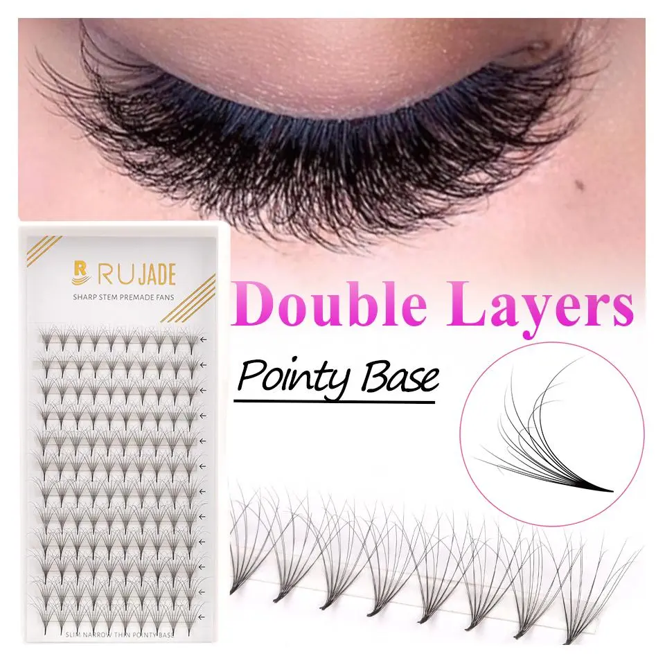 New Arrival Double Layers Premade Volume Fluffer Fans Eyelashes Russian Volume Double Layers Fan Premade Fans Lash Extension Fan 2026 New