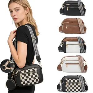 2026 New TikTok Viral Checkered Crossbody Bag with Wide Strap Handle Cover Bible Corduroy