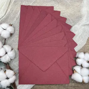 Burgundy Handmade Cotton Envelopes (Set of 10)