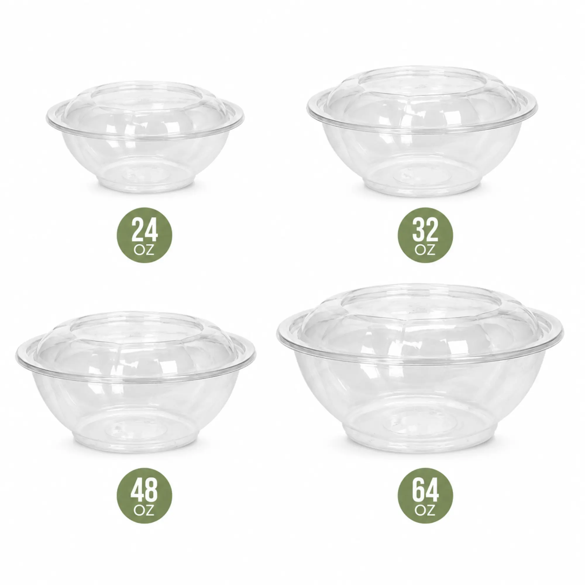 VeZee Rose Salad Bowls To-Go Containers with Airtight Lids | Disposable Clear Plastic Food Containers for Salads, Fruits, Pasta, Meal Prep, Takeaway, Picnic, Lunch & Party Food Storage. (Pack of 50)
