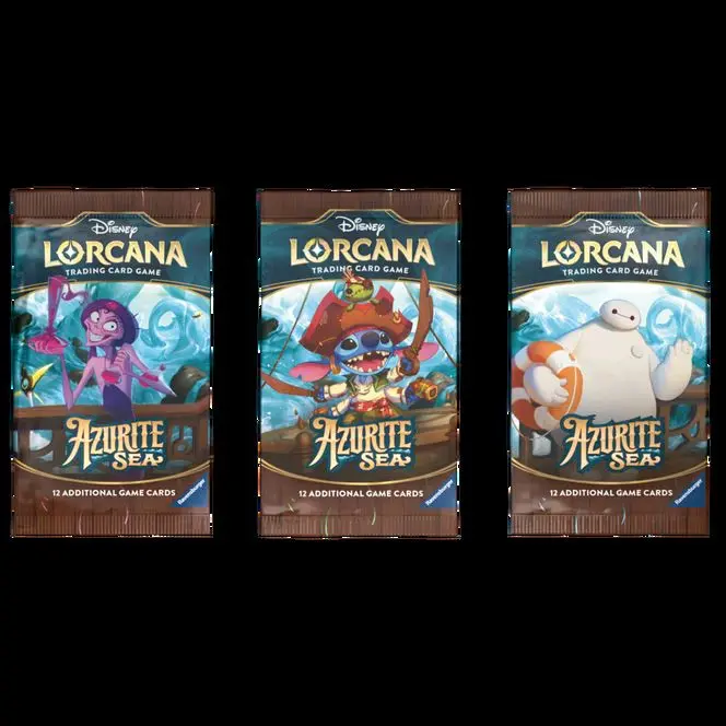 Disney Lorcana Azurite Sea Sleeved Booster Trading Card Game Featuring  Stitch and Friends - TikTok Shop