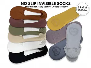 5/10 Pairs of Women's Invisible Socks Non-Slip Athletic No-Show Socks with Silicone Grip Strip for Secure Fit Breathable Polyester for Running Yoga Pilates Ballet