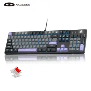 MageGee Mechanical Gaming Keyboard, Wired USB RGB Backlit Keyboard, 104-Key 100% Anti-Ghosting Mechanical Keyboard with Red Switches, Side-Printed Keycaps for Windows PC & Mac, Gaming Accessories, Lighted Mechanical Keyboard