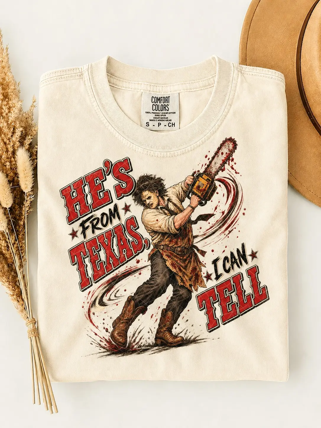 He's From Texas I Can Tell Shirt, Horror Chainsaw Shirt, Slasher Halloween Tee, Texas Horror Shirt, Vintage Horror Graphic Tee, Halloween T
