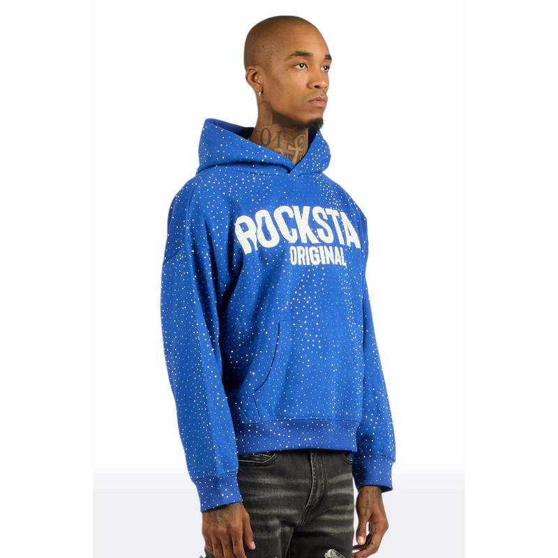 Crystiq Royal/White Rhinestone Oversized Hoodie
