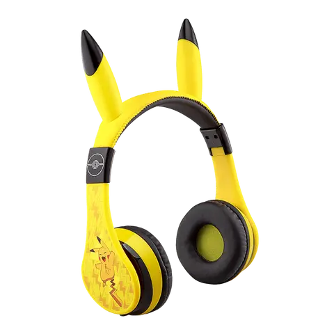 Pokemon Pikachu Cartoon Wireless Headset for Kids - Foldable, Detachable, Rechargeable Bluetooth Earbuds with USB Charging, Adjustable Hands-Free Stereo Audio, 24-Hour Playtime, Kid-Safe Volume, School & Road Trip Friendly