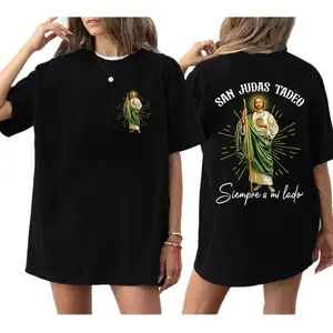 San Judas Tadeo Siempre a Mi Lado T-Shirt – Spanish Christian Shirt, Jesus Always By My Side, Unisex 2-Sided Religious Tee, Cotton Faith Apparel Fit Everyday