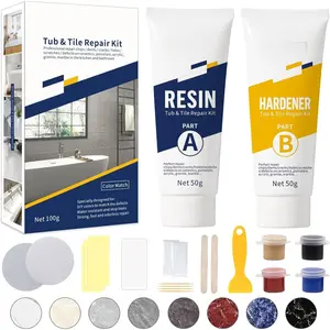 Tub, Tile and Shower Repair Kit (Color Match),  Porcelain Repair Kit, Bathtub Repair Kit for Chips  Cracks Holes Scratchs, etc. Fiberglass Repair Set - Offer More Color Options