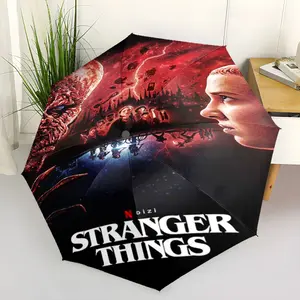 stranger things102 New patterned printed umbrella, 1 self-folding umbrella, portable foldable travel umbrella, outdoor umbrella, Christmas, birthday and festival gift