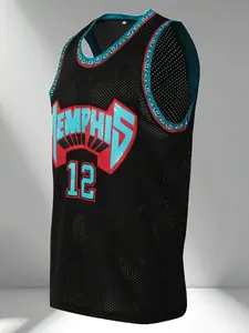 Men's Embroidered Basketball Jersey 12 Black Casual Sleeveless Vest V-Neck T-Shirt Party Sports Top