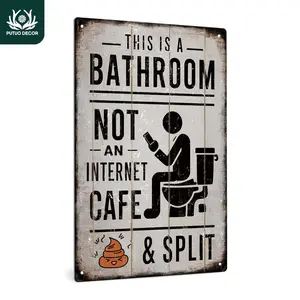 Vintage Tin Sign, This Is a Bathroom Not an Internet Cafe & Split Sign, Wall Art Decor for Home Farmhouse Washroom Bathroom Toilet, Home Office Decor, Decoration Items, Novelty Decor