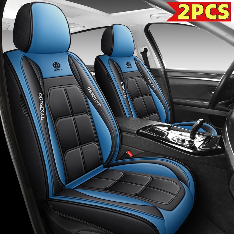 Universal Car Seat Cover Comfortable Durable Protector for All Cars 2PCS Black Leather Look