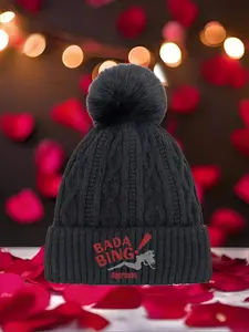 The Sopranos Bada Bing! 2026 new model Multi Color Soft Fabric Pom Pom Winter Hat Warm Cozy Unisex Headwear with Universal Fit Versatile Cold Weather Accessory for All Genders & Outfits