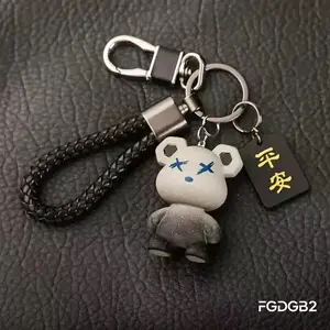 Premium Bear Keychain for Couples, Cute Cartoon Style High-End Metal Keyring, Minimalist Fashion Car Keychain & Bag Charm, Lightweight Durable Accessories for Keys, Backpack & Gift Idea for Men & Women