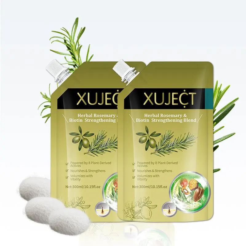 XUJECT Rosemary & Biotin Shampoo 300ml, Rosemary Biotin Hair Shampoo for Oily Roots, Botanical Scalp Care Shampoo for Thinning-Looking Hair, Lightweight Formula, Multi-Pack Options