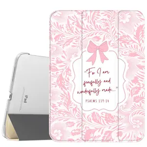 Pink Bible Vines Case for iPad A16 2025 / iPad air 6/ iPad mini 6, Slim Stand Cover with Soft Translucent Frosted Back Pencil Slot, for Samsung Galaxy Tab S9 Tablet Cases