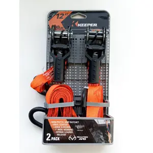 KEEPER 2-PackTie Down 1" 12ft 500Lbs High Tension Ratchets Hi-Test Webbing 43561