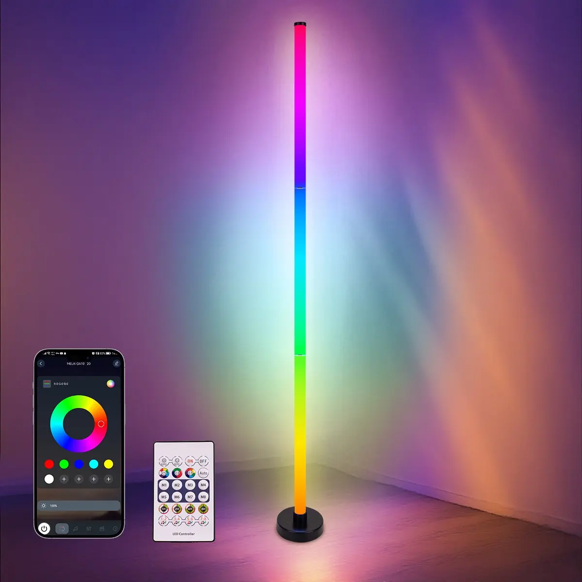 Smart RGB LED Corner Lamp, Remote and APP Controlled, 16 Million Colors, Music Sync, Atmosphere Decor, Father's Day Gift, Birthday Gift, Adjustable RGB Lighting