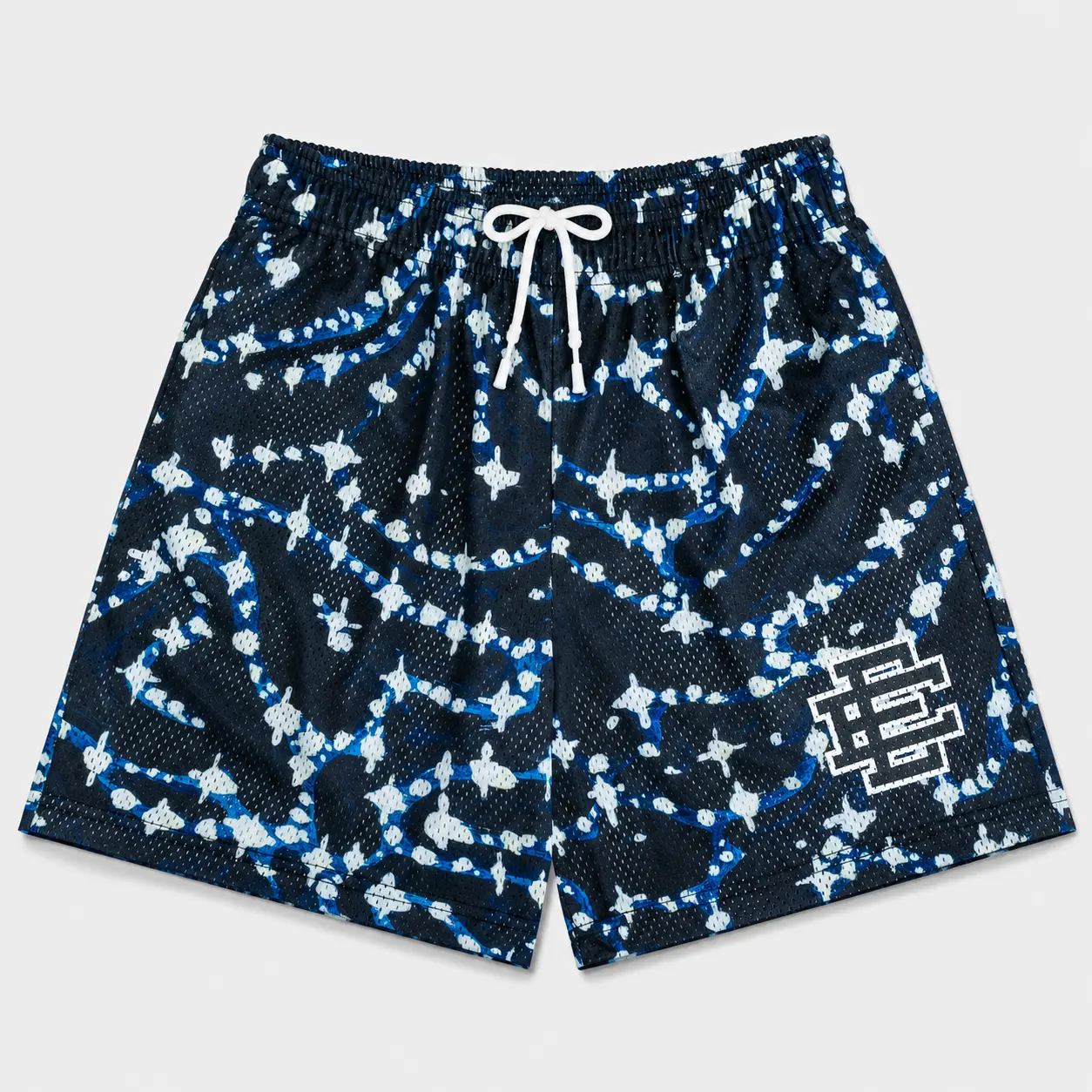 Eric Emanuel Men's Mesh Basketball Shorts, Abstract Splatter Print Athletic Shorts, Elastic Waist Casual Streetwear Bottoms