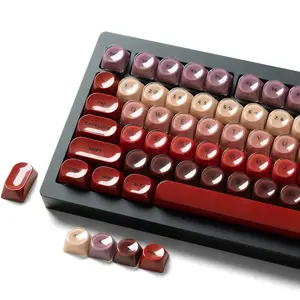 Womier PBT Keycaps, Glossy Red Lipstick Jelly Keycaps MOA Profile, 128 Keys Elegant Cute Custom Key caps for 61/68/84/87