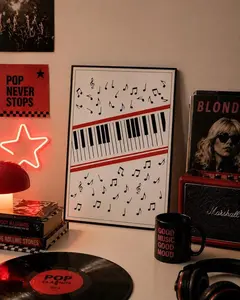 [Sale Off To 40%] [UNFRAMED] Michael J Beat It Piano Keys Poster, King of Pop Music Wall Art