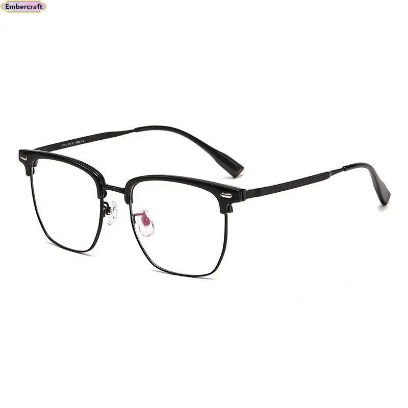 Men’s Retro Half-Frame Blue Light Blocking Glasses - TR90, Eyebrow Style, Lightweight Metal Hinge, Prescription Ready, Stylish Eyewear for Work & Gaming Screen Time, Glasses Blue Light, Blue Light Glasses