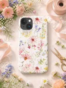 Pastel Flower iPhone Case – Romantic Wildflower Garden Design, iPhone 17 16 15 14 13 12 11 Pro Max Samsung Galaxy S25 24 23 22 21 Ultra Plus FE, Summer Gift for Her