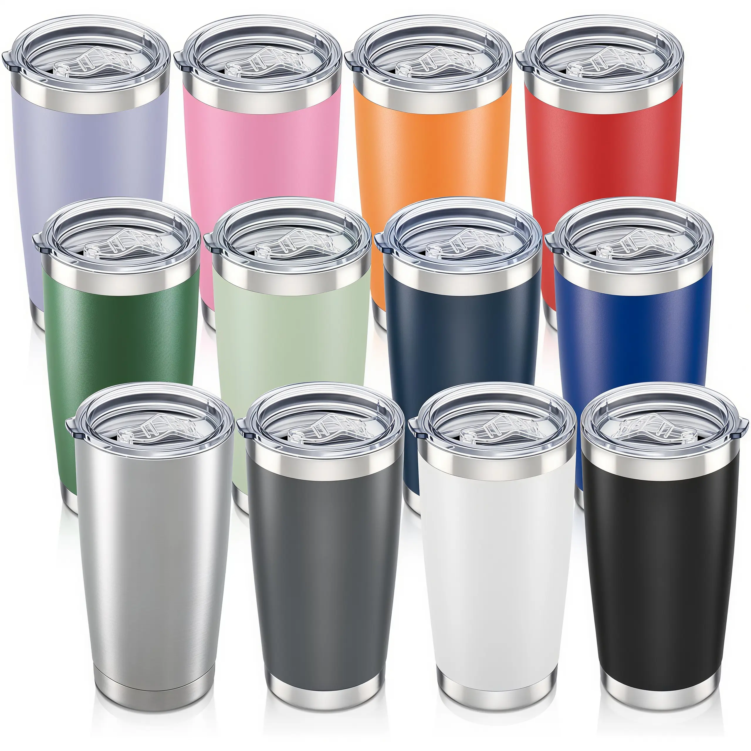 LMMAKE 4PCS 20oz Double-Wall Vacuum Insulated Stainless Steel Tumblers - Powder-Coated Travel Mugs with Lids for Hot & Cold Drinks,back to school,back to school haul
