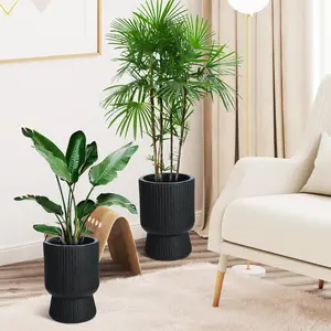 2-piece self-watering planter, 14.2-inch tall large planter, with water level monitor, suitable for indoor and outdoor gardens, porches, living rooms, offices