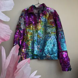 #158 Luna Sparkle Women's Casual Jacket - Multicolor Sequin Design, Stylish & Trendy Outerwear for Everyday Wear