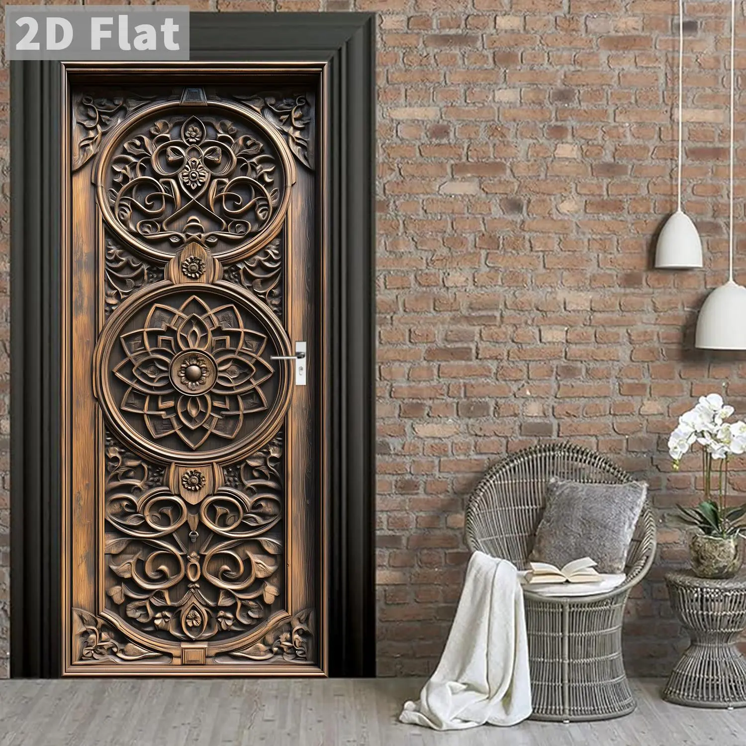 Wooden Grain Pattern Door Sticker, Self-adhesive Removable Door Decal, Decorative Sticker for Home Living Room Bedroom, Ornaments