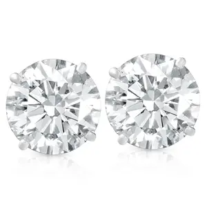 4 Ct TW Round Moissanite Studs 14k White Gold