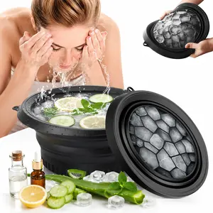 Ice Tray-Face Bowl for Ice with Built-in  – Collapsible Silicone Facial Ice Bath Bowl for Cold Plunge Therapy, Skin Tightening Portable Spa Tool for Home & Travel Ice Bath Bowl, Facial Plunge Bowl for Skin Tightening