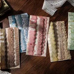 Rainy Season Final Chapter Series Patterned Paper - Vintage Hollow Lace Edging Combination Style Antique Book Page Hand-Drawn Collage Base